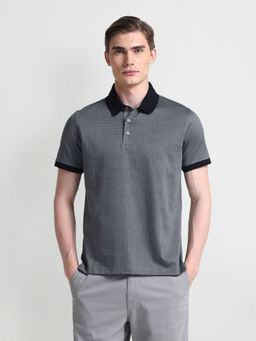 Arrow - Grey Geometric Print Mercerized Polo T-Shirt