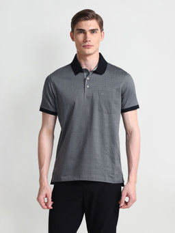 Arrow - Grey Geometric Print Mercerized Polo T-Shirt