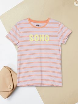 max - Girls Multi-Colour Pure Cotton Half Sleeves T-shirt