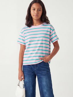 max - Girls Purple Pure Cotton Half Sleeves T-shirt