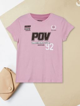 max - Girls Pink Pure Cotton Half Sleeves T-shirt