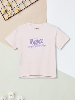 max - Girls Pink Pure Cotton Half Sleeves T-shirt