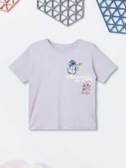max - Girls Purple Pure Cotton Half Sleeves T-shirt