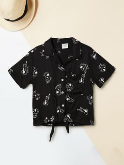max - Girls Black Rayon Half Sleeves Shirt
