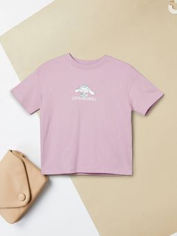 max - Girls Purple Pure Cotton Half Sleeves T-shirt