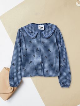 max - Girls Blue Rayon Full Sleeves Top