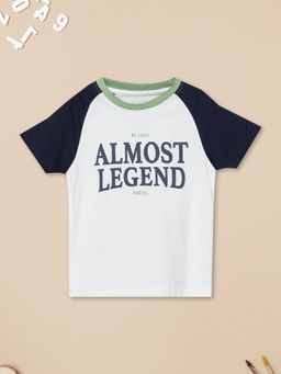 max - Boys Off White Pure Cotton Half Sleeves T-shirt