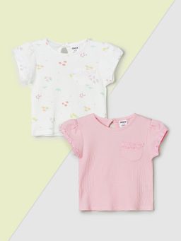 max - Girls Multi-Colour Cotton Half Sleeves Tops (Pack of 2)
