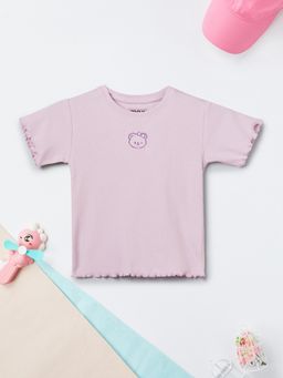 max - Girls Purple Pure Cotton Half Sleeves Top
