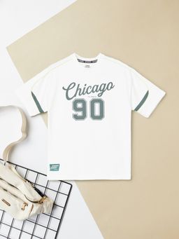 max - Boys Off White Cotton Blend Half Sleeves T-shirt