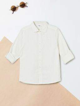 max - Boys Beige Pure Cotton Full Sleeves Shirt