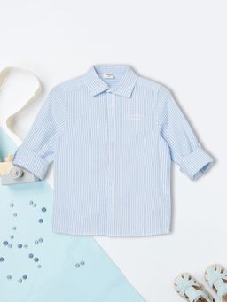 max - Boys Blue Pure Cotton Full Sleeves Shirt