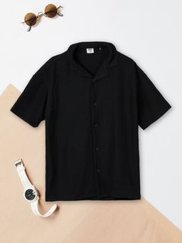 max - Boys Black Polyester Half Sleeves Shirt