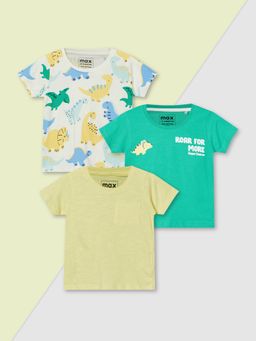 max - Boys Multi-Colour Pure Cotton Half Sleeves T-shirts (Pack of 3)