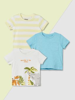 max - Boys Multi-Colour Pure Cotton Half Sleeves T-shirts (Pack of 3)