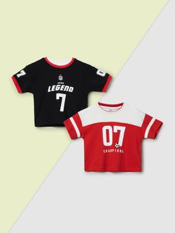 max - Boys Multi-Colour Pure Cotton Half Sleeves T-shirts (Pack of 2)