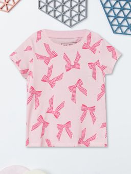 max - Girls Pink Pure Cotton Half Sleeves T-shirt
