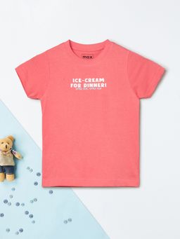 max - Boys Coral Pure Cotton Half Sleeves T-shirt