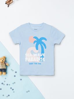 max - Boys Blue Pure Cotton Half Sleeves T-shirt