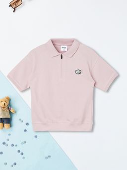 max - Boys Pink Pure Cotton Half Sleeves Polo T-shirt