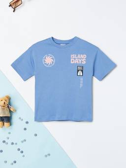 max - Boys Blue Pure Cotton Half Sleeves T-shirt