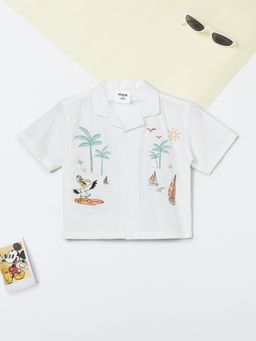 max - Boys Beige Pure Cotton Half Sleeves Shirt