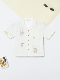 max - Boys Off White Pure Cotton Half Sleeves Shirt