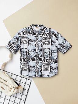 max - Boys Black Pure Cotton Half Sleeves Shirt