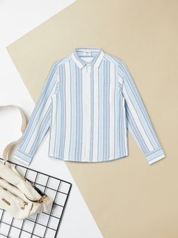 max - Boys Blue Pure Cotton Full Sleeves Shirt