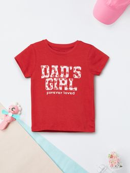 max - Girls Red Pure Cotton Half Sleeves T-shirt