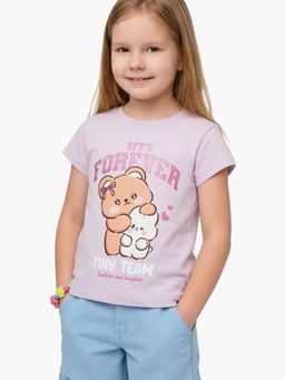 max - Girls Purple Pure Cotton Half Sleeves T-shirt