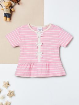 max - Girls Pink Pure Cotton Half Sleeves Top