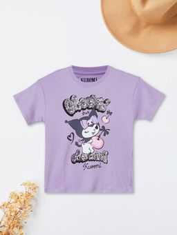 max - Girls Purple Pure Cotton Half Sleeves T-shirt