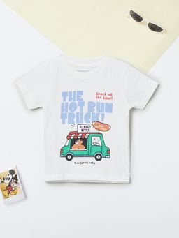 max - Boys Off White Pure Cotton Half Sleeves T-shirt
