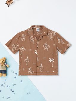 max - Boys Brown Pure Cotton Half Sleeves Shirt