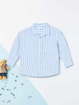 max - Boys Blue Pure Cotton Full Sleeves Shirt