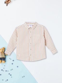 max - Boys Beige Pure Cotton Full Sleeves Shirt