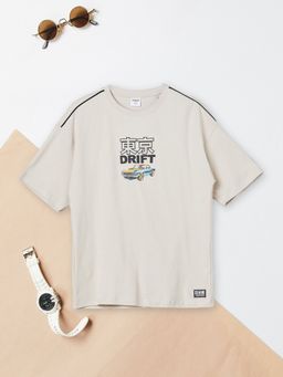 max - Boys Off White Pure Cotton Half Sleeves T-shirt