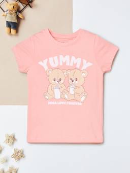 max - Girls Coral Pure Cotton Half Sleeves T-shirt