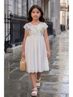 Lagorii - White Satin Embellished Dress