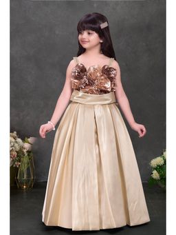 Lagorii - Gold Satin Floral Gown