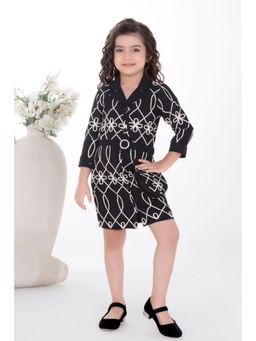 Lagorii - Black Cotton Printed Dress With Belt & Bag