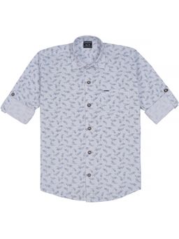 CHARCHIT - Blue Cotton Floral Shirt
