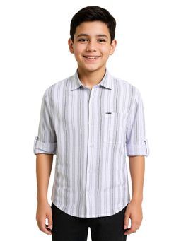 CHARCHIT - White Cotton Blend Stripes Shirt