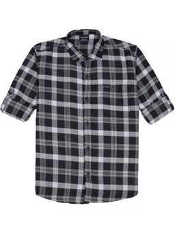 CHARCHIT - Black Cotton Blend Checks Shirt