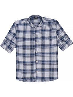 CHARCHIT - Blue Cotton Blend Checks Shirt