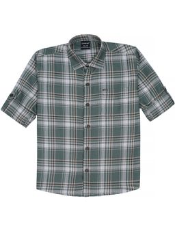 CHARCHIT - Green Cotton Blend Checks Shirt