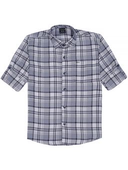 CHARCHIT - Grey Cotton Blend Checks Shirt