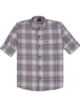 CHARCHIT - Beige Cotton Blend Checks Shirt