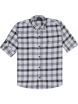 CHARCHIT - White Cotton Blend Checks Shirt
